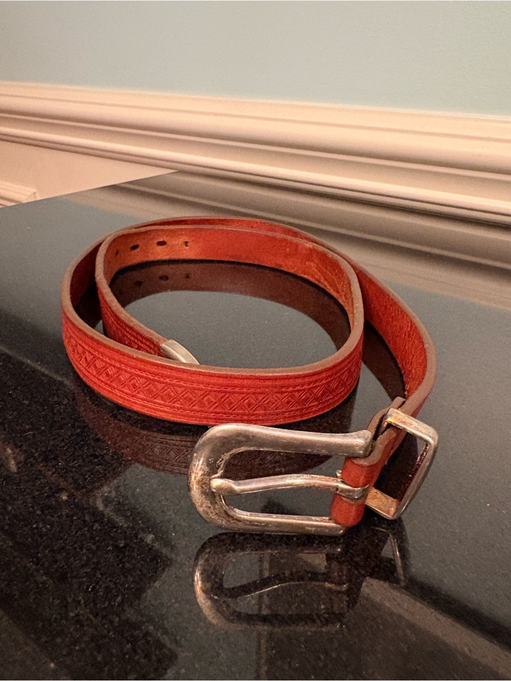 Glazed Latigo Leather Belt with Brass Buckle